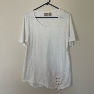 Chicos Asymmetrical White Tee Size 2 (12/14 Large)